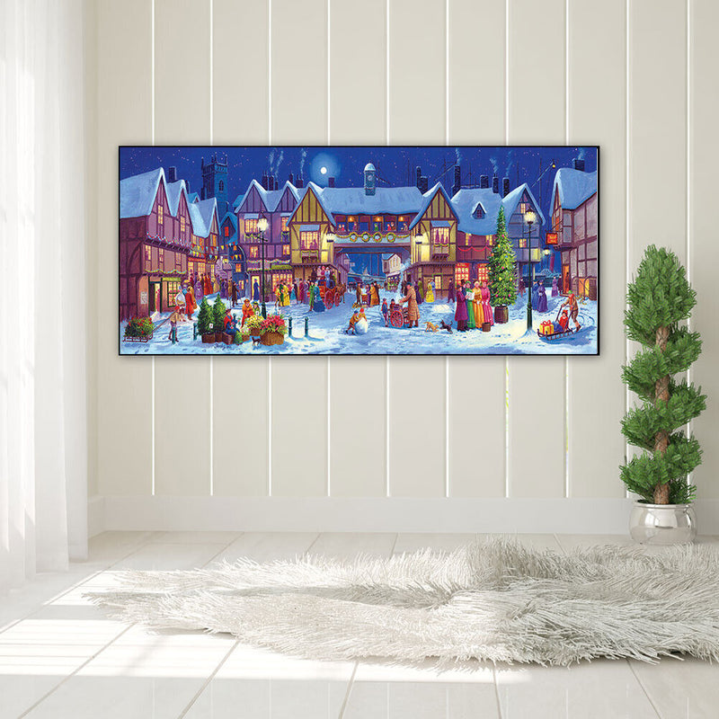 Snowy Village Night Oil Paint By Numbers Kits Canvas Picture DIY Wall Art C