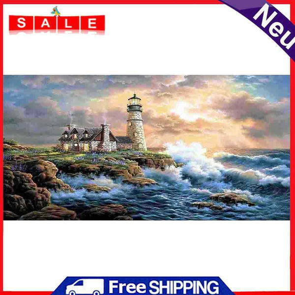 11CT Counted Full Cross Stitch Lighthouse DIY Cotton Thread Wall Art Home Crafts