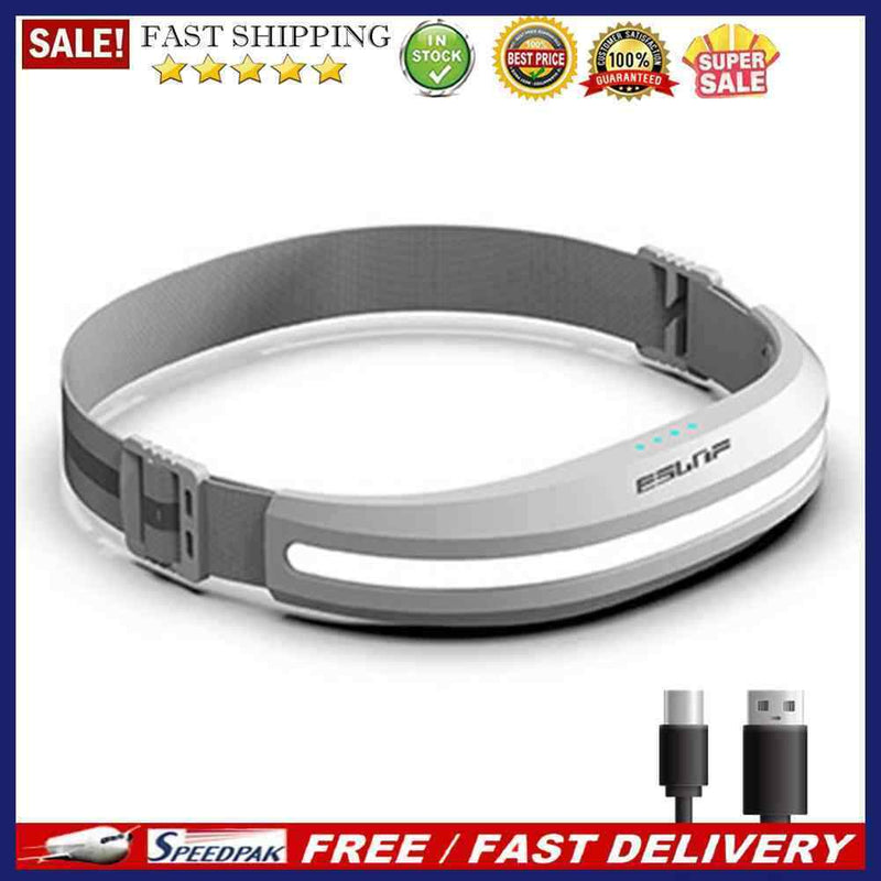 COB LED Flashlight Rechargeable Reflective Headlamp for Hiking Fishing (White)