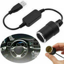 Auto USB Cable Car Lighter Socket Female Plug Converter 5V To 12V Power Adapter