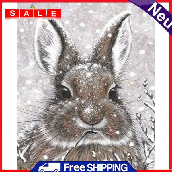 5D DIY Diamond Snow Rabbit Full Round Drill Mosaic Wall Art Rhinestone Picture