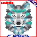 14CT Partial Cross Stitch Wolf Counted DIY Embroidery Needlework Animal Wall Art