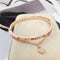 Women Jewelry Heart Dangle Bracelet Roma Letter Cuff Bangles Stainless Steel