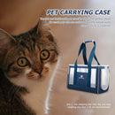 Small Pet Carrying Bag Waterproof Foldable Cat Dog Carrier (Navy Blue S)