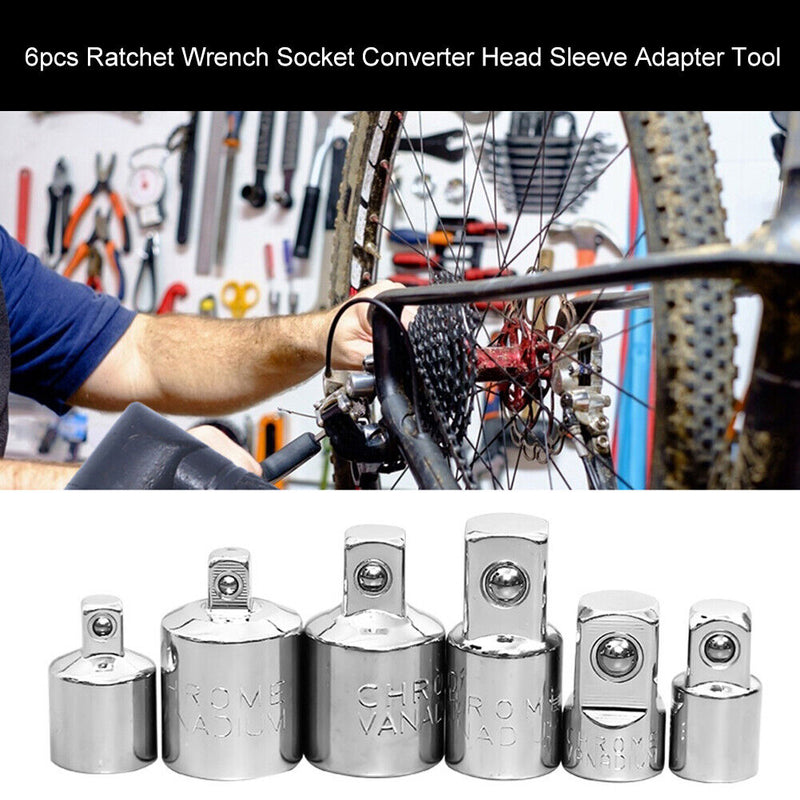 6pcs Ratchet Wrench Socket Converter Head Sleeve Adapter 1/2 3/8 1/4 Tool Newly