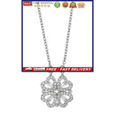 Women Long Necklace Heart Shaped & Four Leaf Grass Convertible Pendant Neckla