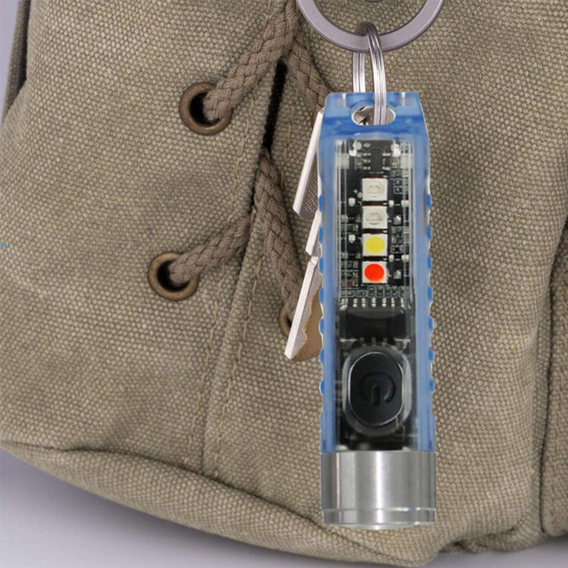 Keychain LED Flashlight Mini Pocket Torch for Outdoor EDC Emergency (Blue)