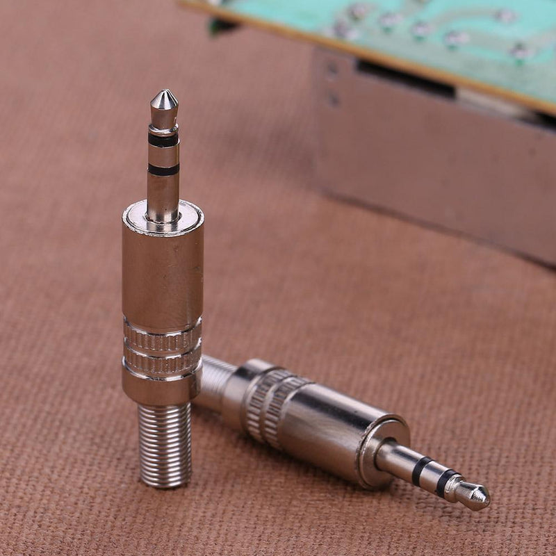 2pcs 3.5mm 1/8in Stereo Male Audio TRS Plated Jack Plug Adapter Connectors Newly