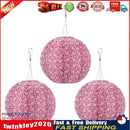 3pcs LED Round Solar Lantern Printed Waterproof Hanging Decor (Red Flower) Newly