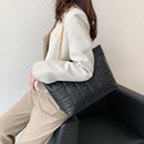 Women Embroidery Thread Plaid Top-handle Bag Female Chain Large Capacity Handbag