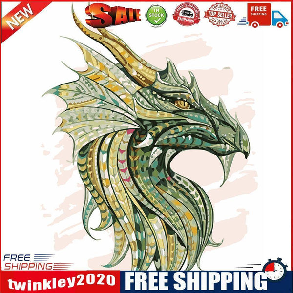 DIY Digital Oil Painting By Numbers Green Dragon Picture Living Room Decor