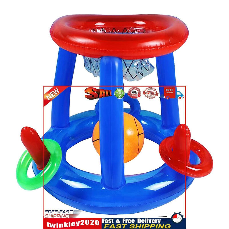 Pool Basketball Hoop Set - Inflatable Floating Hoops Ring Toss Game Toys Newly