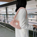 Women Simple Fashion Messenger Bag Soft Fur Contrast Color Autumn Travel Handbag