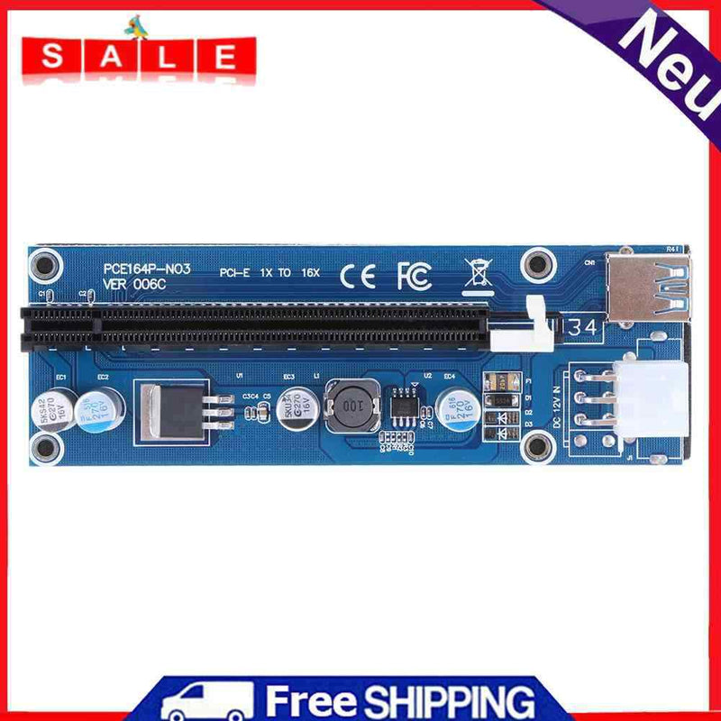 PCI-E1x, 16x PCI Express Extender Riser Card 6Pin DC / DC USB3. 0 Cable PCIe-Ex
