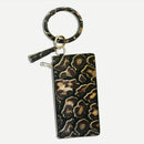 PU Leather Phone Wallet Wristlet Bangle Tassel O Keychain Leopard Women Clutches