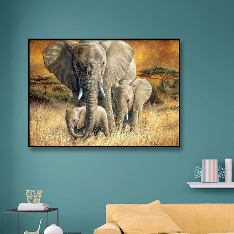 Home Decoration Grassland Elephant DIY Full Round Drill Diamond Painting Kit