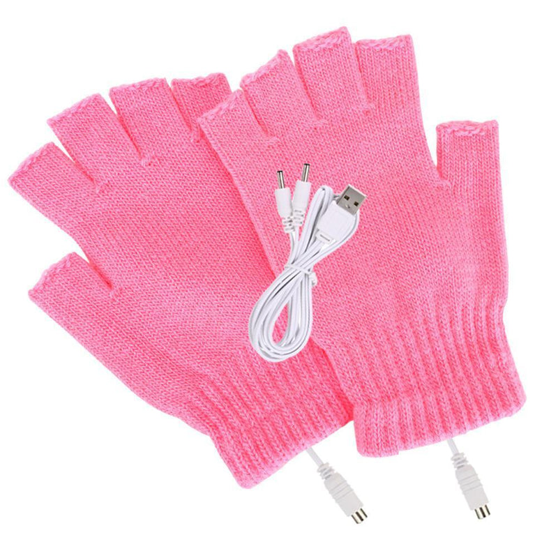 Women Men Electric Heating Gloves USB Thermal Gloves for Sports Skiing (Pink)