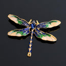 Colorful Women Dragonfly Crystal Drip Brooch Enamel Insect Lapel Pin (Blue)