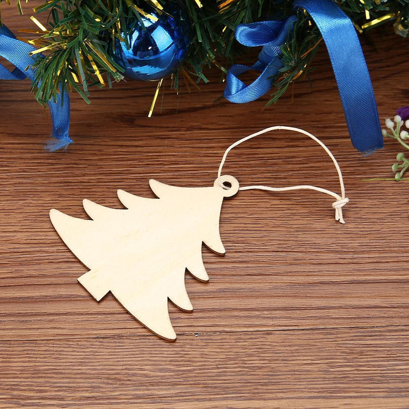 10pcs Wood Christmas Tree Hanging Pendant Xmas Party Ornament Decor (Tree)