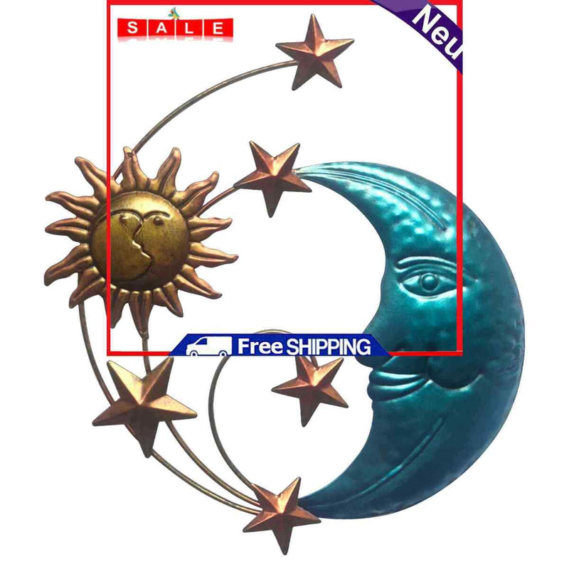 Artistic Sun Moon Metal Wall Decor - Outdoor Home Wall Celestial Art Sculpture