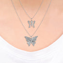 Two-layer Necklace Hollow Butterfly Pendant for Women Long Chunky Choker Jewe