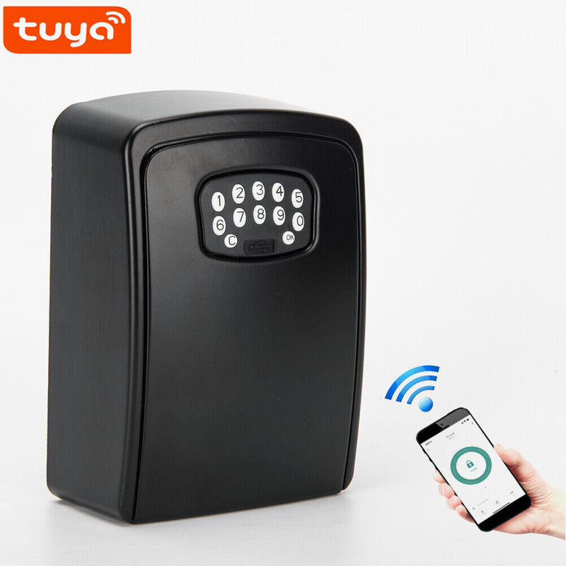 BOX02 Waterproof Smart Key Storage Box with Code Tuya APP Unlocking (Black)