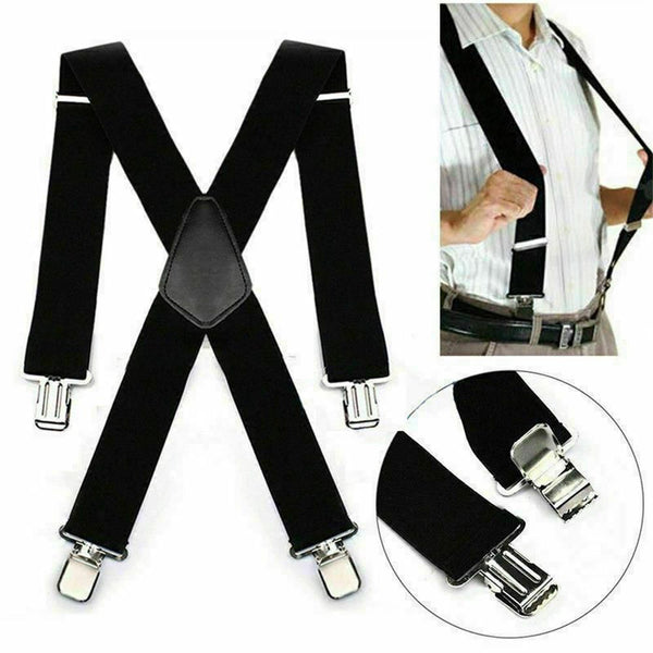 Dress Solid Color Elastic Braces Adjustable Strap Clip Mens Braces Suspenders