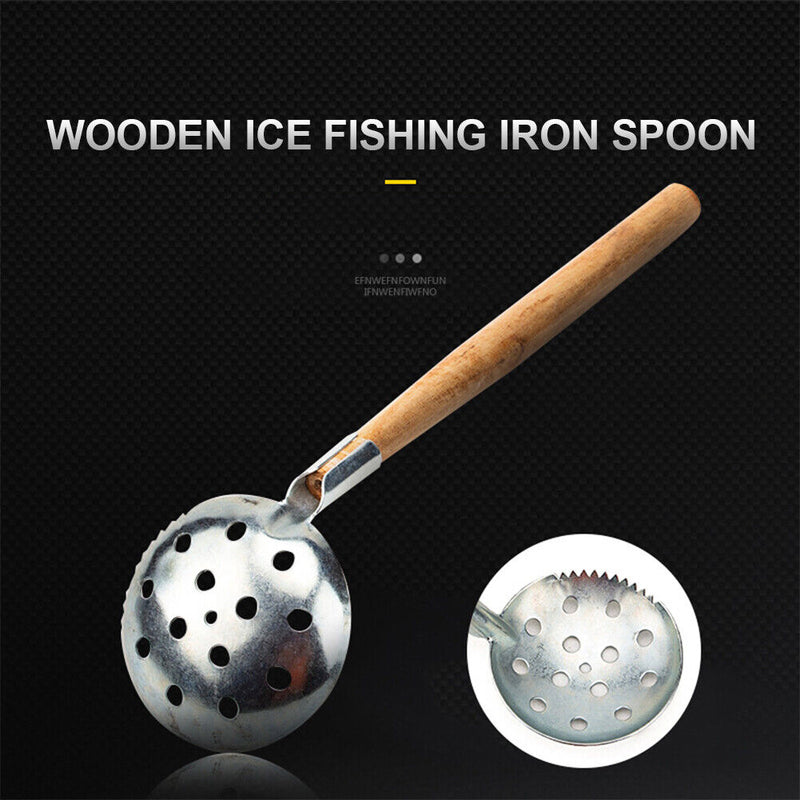 Ice Fishing Scoop Wooden Handle Fishnet Strainer Slush Skimmer Fishing Tackles
