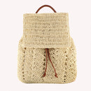 Fashion Straw Shoulders Backpack Woven Women Beach Holiday Bucket Purse Bag