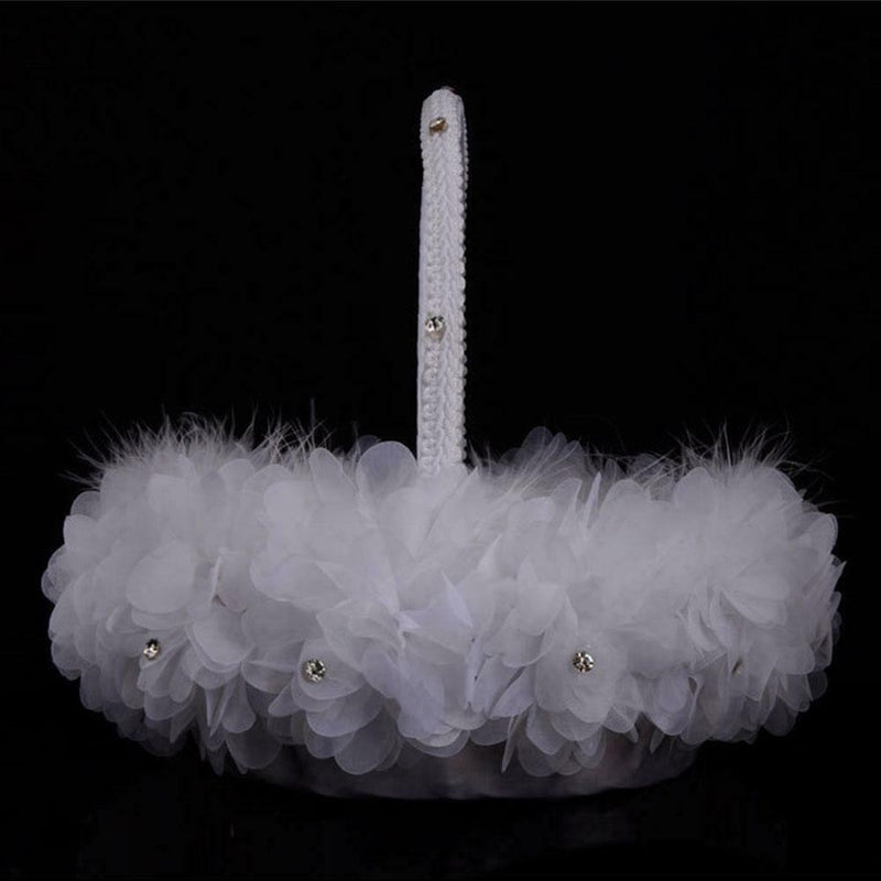 Flower Girl Baskets The Fabric Lace Decoration Cute Flower Handle Basket Q9J4