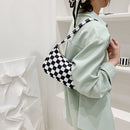 Retro Plaid Print Nylon Shoulder Bags Women Underarm Tote Handbag (Lattice)