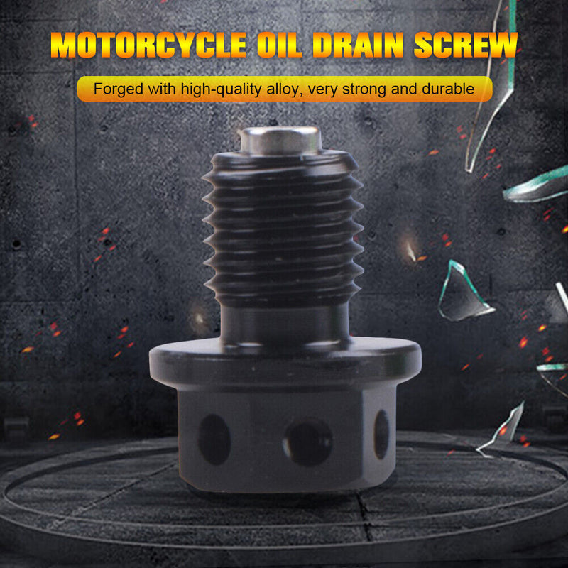 Universal Magnetic Motorbike Oil Drain Screw M12 Motorcycle Plugs (Black) Newly