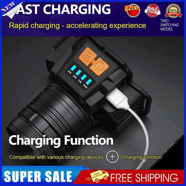 LED Headlamp Power Bank Smart Wave Induction 300lm 3 Modes Outdoor Safety Torch