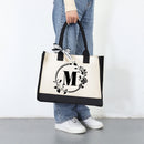 Flower Letter Canvas Bag Women Hit Color Fashion Beach Shoulder Tote Handbags