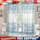 2pcs Peony Curtain Living Room Bedroom Home Door Window Curtain (Blue)