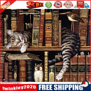 Painting By Numbers Kit DIY Cat Books Hand Painted Canvas Oil Art Picture