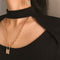 Steel  Chain Collar Statement Punk Choker Long Chain PadLock Pendant Necklace
