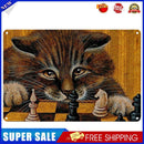 Playing Chess Cat Metal Plate Tin Sign for Bar Pub Club Cafe Wall Art Decor