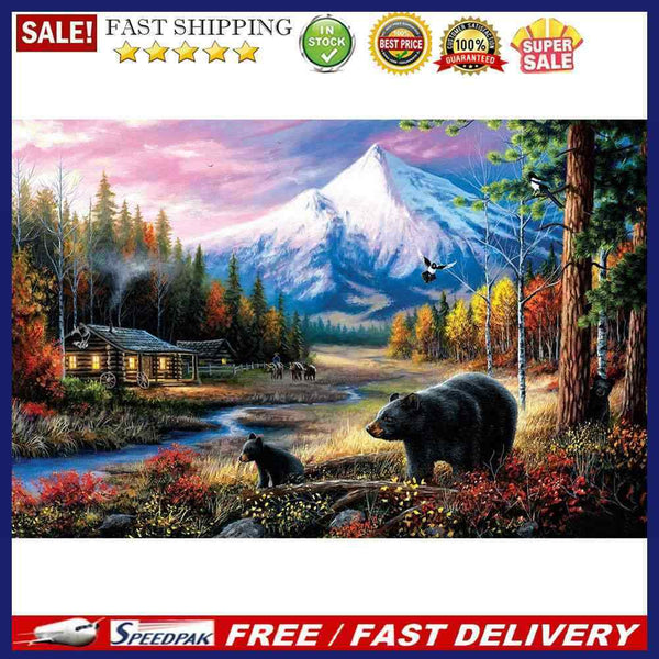 Black Bears Oil Paint By Numbers Kits Canvas Picture Gift for Adults Children