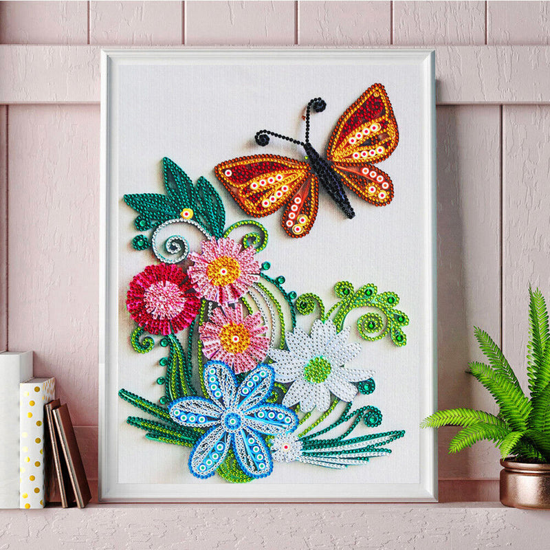 Quilling Flower Partial Special Shape Crystal Diamond Painting DIY (GT197) Newly