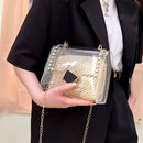 Summer Fashion Straw Shoulder Bag Rivet Chain Purse Tote PVC Women Crossbody Bag