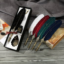 Retro Calligraphy Feather Dip Pen with 2 Nib Set Writing Gift Box (Black) Newly