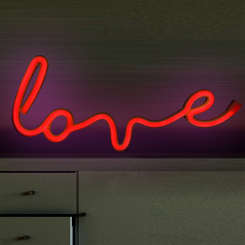 LOVE Sign LED Neon Light USB/Battery Powered Home Party Decor Lamp (Red) Newly