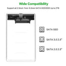 Clear 2.5"" Hard Disk Mobile Case Type-C to SATA HDD SSD External Enclosure
