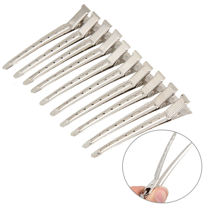 10pcs Hair Clips Hair Stainless Steel Hairdressing Sectioning Clips Clamp