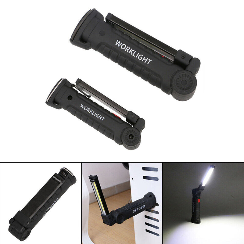 USB Rechargeable Flashlight Built-in Battery Folding Work Light COB LED Lam