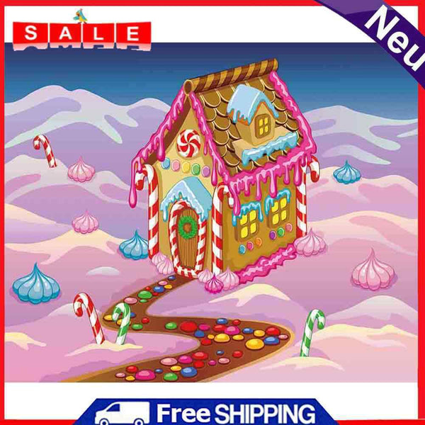 Candy House Oil Paint by Numbers Hand Painted Frameless Picture Home Ornament