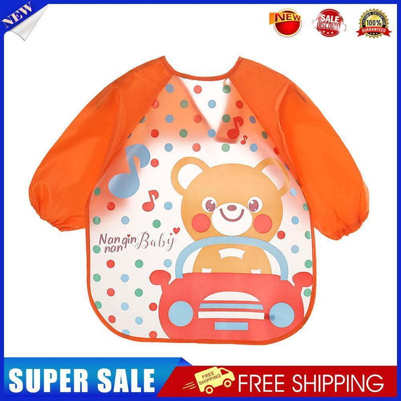 Cartoon Waterproof Unisex Baby Feeding Long Sleeve Art Apron Animal Bibs(A)