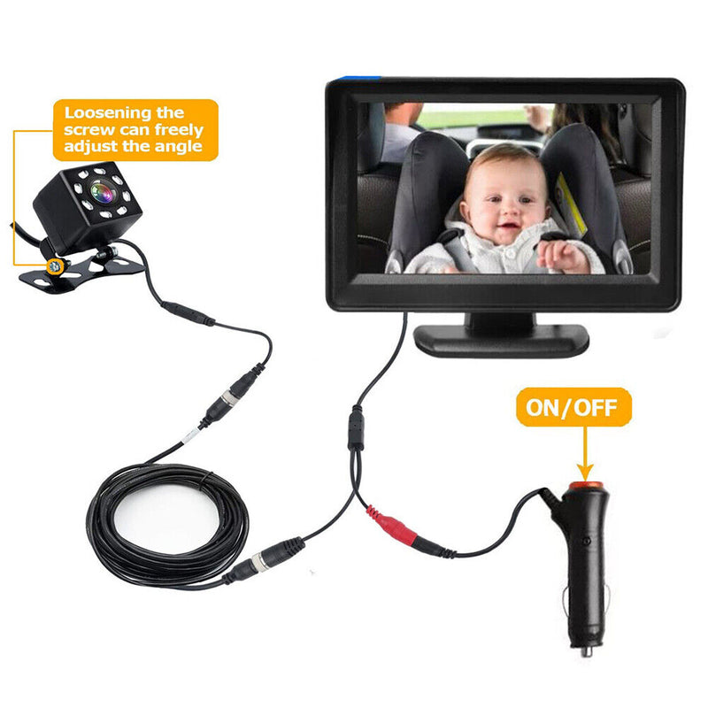 Car Rear View Monitor Baby Car Mirror Display 4.3 Inch Folding Display Screen