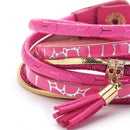Alloy Serpentine Tassel Bracelet Magnetic Buckle Jewelry Bangle(Pink)